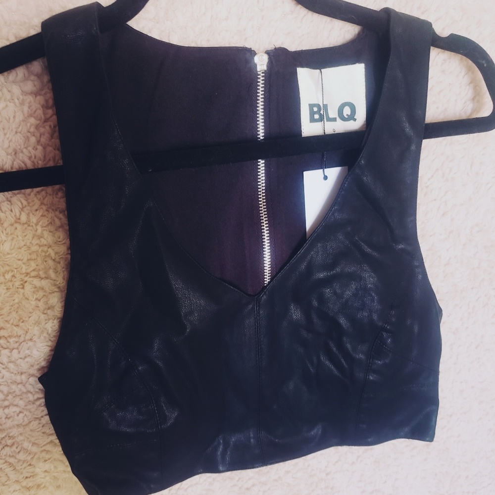 Vegan leather crop top